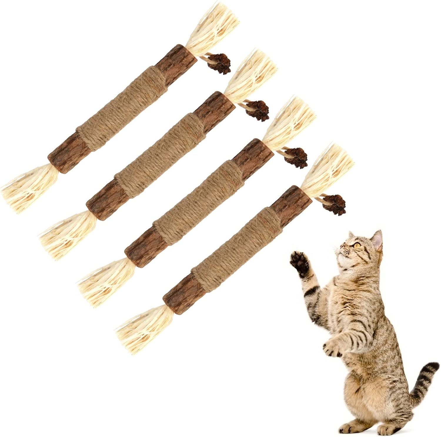7. olyee Silvervine Chew Sticks,Kitten Toys Natural Cat Teeth Nip Cleaning Teeth Chew Catnip Toys for Indoor Cat Cleaning Kitten Stress Release