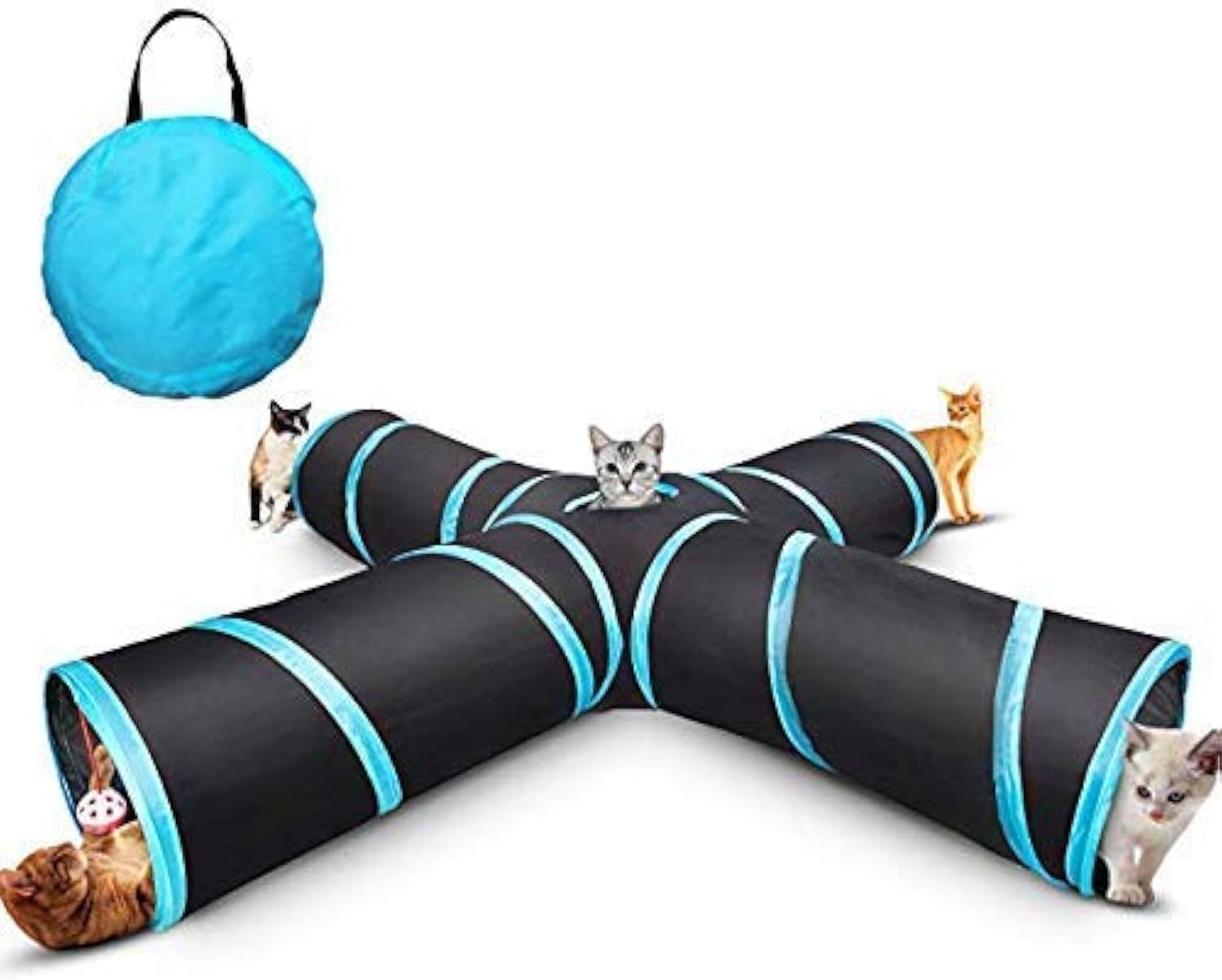 8. Cat Tunnel, Large indoor outdoor Collapsible Pet Toy Crinkle Tunnel Tube with Storage Bag for Cat, Dog, Puppy, Kitty, Kitten, Rabbit