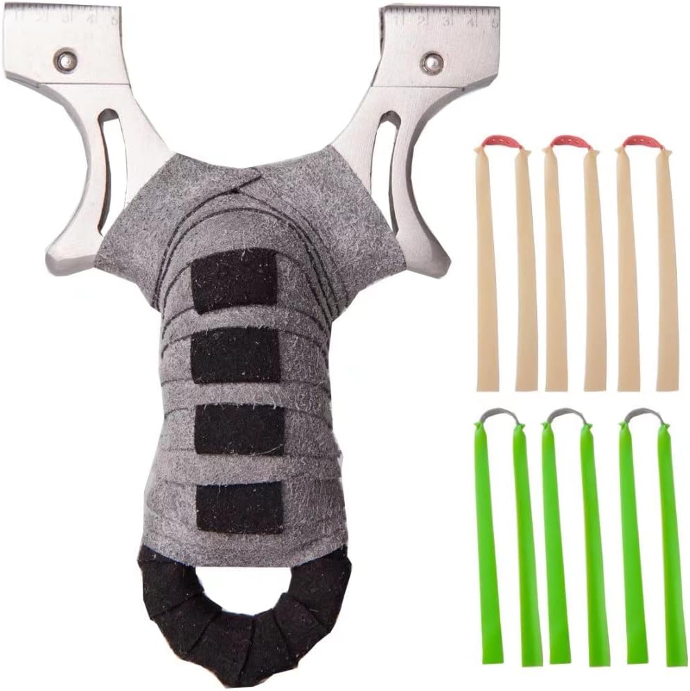 9. DIDUNSASI Powerful stainless steel slingshot and 6 replacement rubber bands，Professional outdoor hunting catapult ，Flat rubber band slingshot，Used for competitive games or outdoor sports