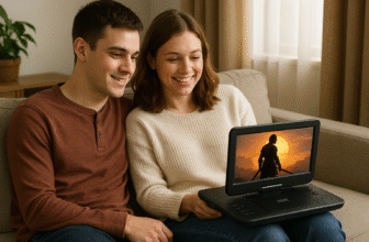 People Watching a Portable DVD