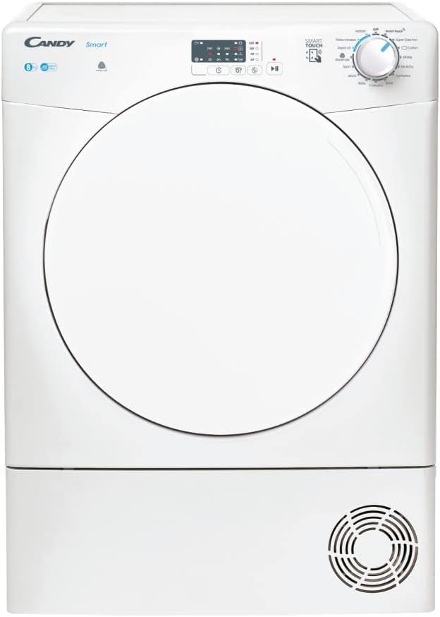 Candy Smart CSEC8LF 8Kg Capacity Freestanding Condenser Tumble Dyer, Sensor Dry, Smart enabled, 14 Programmes, White [Energy Class B]