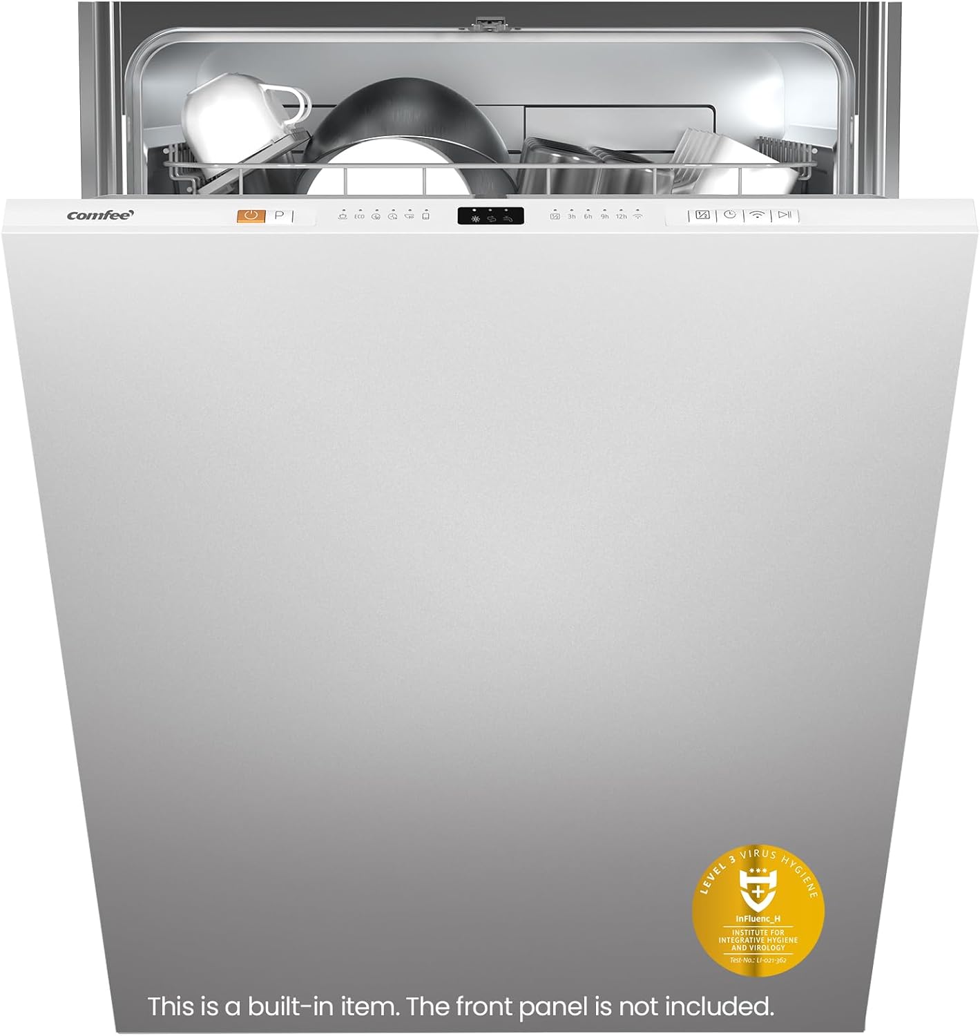 COMFEE' KWH-BD1215P-W Fully Integrated Dishwasher with 12 Place Settings, Cloud Wash, Extra Drying, Built-in Dishwasher with Delay Start, Quick Wash - White [Energy Class E]