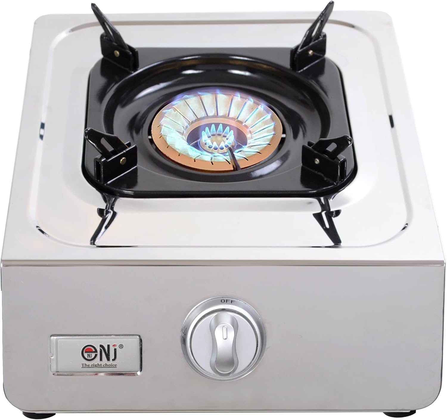 NJ NSD-11 Portable Gas Stove 1 Burner - Wok Burner Ring Indoor Gas Cooker LPG Gas Hob Cooktop Stainless Steel Efficient Tabletop for Caravan Home Kitchen Camping Garden Catering